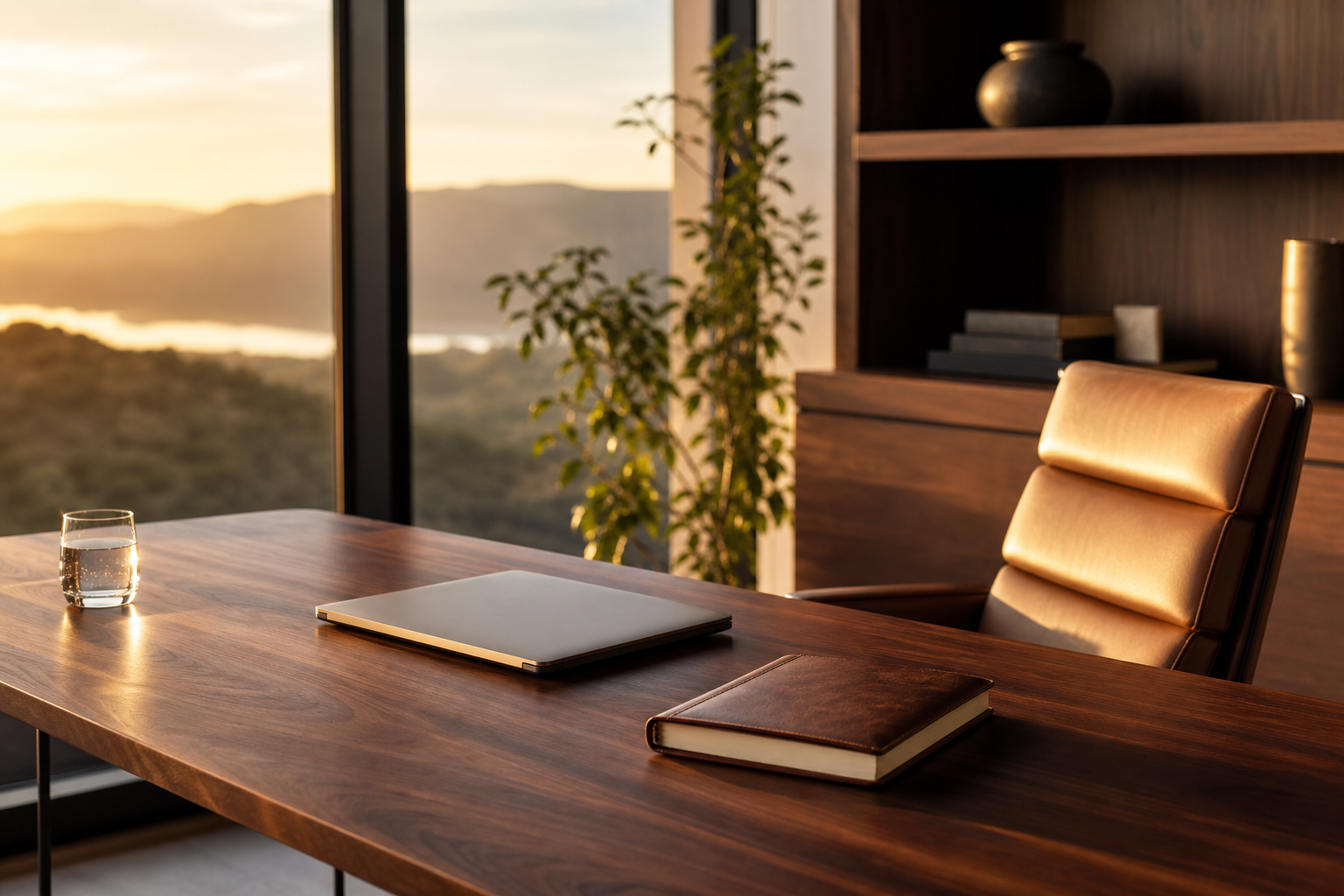 A calm, premium workspace representing Ora for Founders & owners