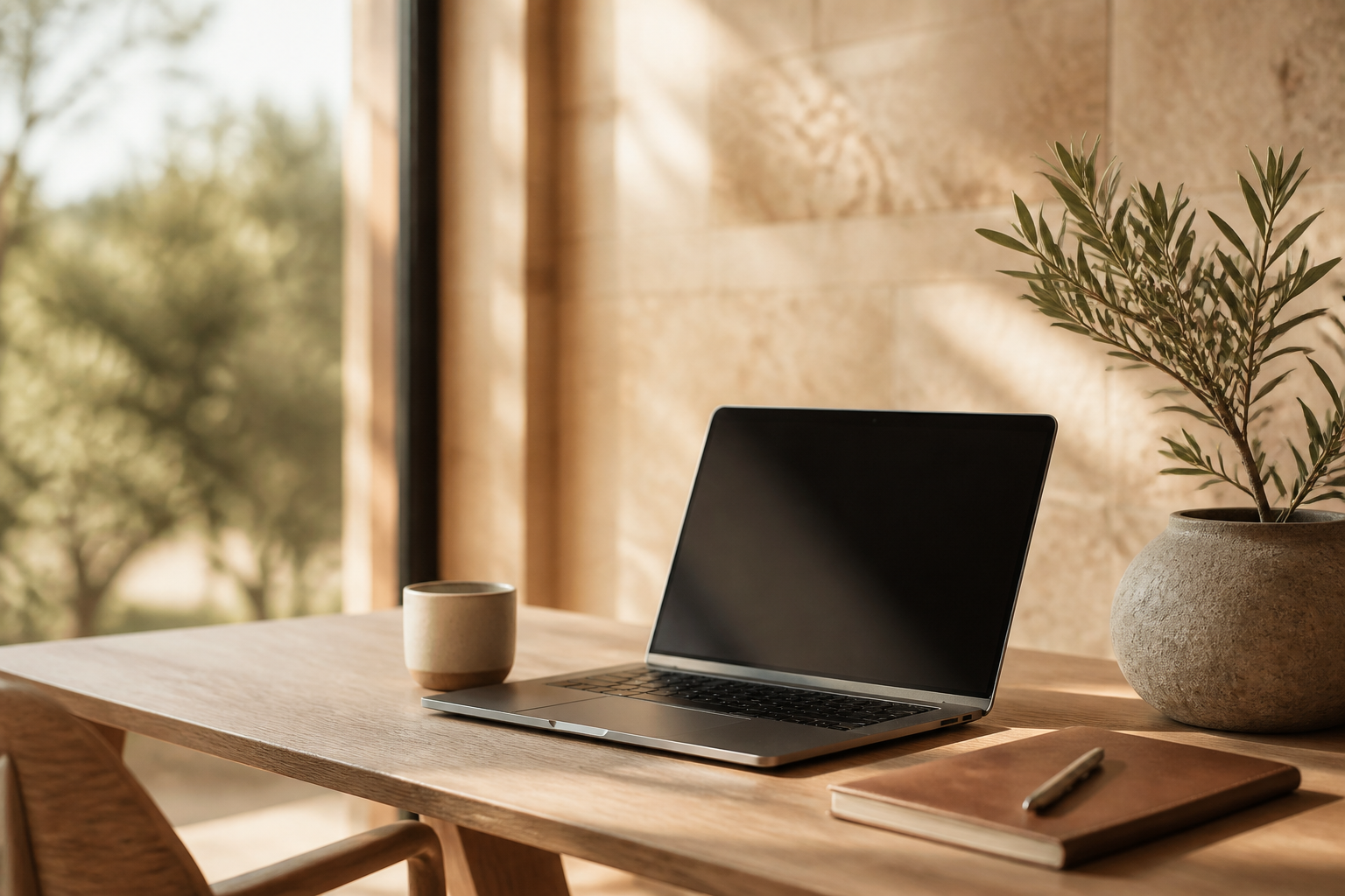 A calm, premium workspace representing Ora for Startups